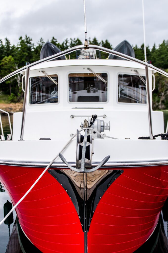 red and white boat